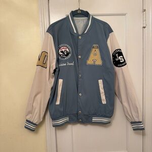 Blue and Cream Varsity Jacket Size S